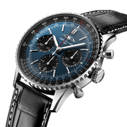 Breitling Navitimer B01 Chronograph 41 Blue Dial Black Leather Strap Watch for Men - AB0139241C1P1