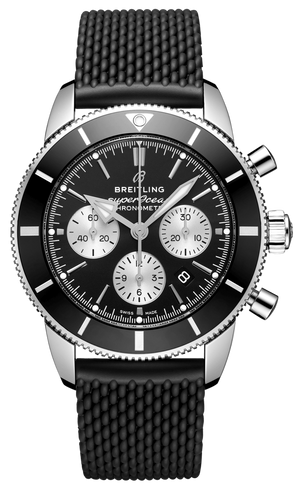 Breitling Superocean Heritage B01 Chronograph 44 Black Dial Black Mesh Bracelet Watch for Men - AB0162121B1S1