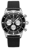 Breitling Superocean Heritage B01 Chronograph 44 Black Dial Black Mesh Bracelet Watch for Men - AB0162121B1S1