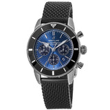 Breitling Superocean Heritage B01 Chronograph 44 Blue Dial Black Mesh Bracelet Watch for Men - AB0162121C1S1