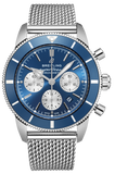 Breitling Superocean Heritage B01 Chronograph 44 Blue Dial Silver Mesh Bracelet Watch for Men - AB0162161C1A1