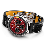 Breitling Top Time B01 Chevrolet Corvette Red Dial Black Leather Strap Watch for Men - AB01761A1K1X1