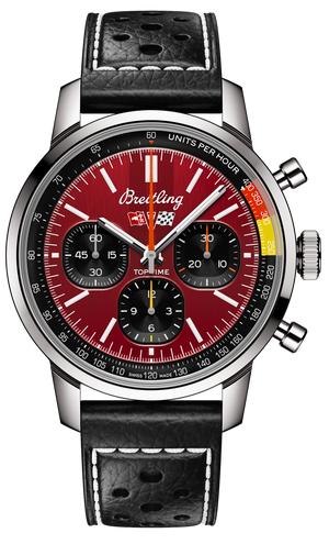 Breitling Top Time B01 Chevrolet Corvette Red Dial Black Leather Strap Watch for Men - AB01761A1K1X1