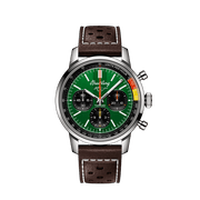 Breitling Top Time B01 Ford Mustang Green Dial Brown Leather Strap Watch for Men - AB01762A1L1X1