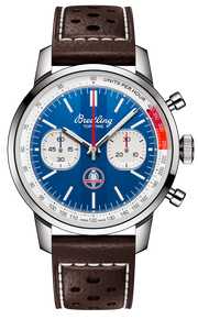 Breitling Top Time B01 Shelby Cobra Blue Dial Brown Leather Strap Watch for Men - AB01763A1C1X1