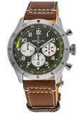 Breitling Super Avi B04 Chronograph GMT 46 Curtiss Warhawk Green Dial Brown Leather Strap Watch for Men - AB04452A1L1X1