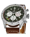 Breitling Super Avi B04 Chronograph GMT 46 Curtiss Warhawk Green Dial Brown Leather Strap Watch for Men - AB04452A1L1X1