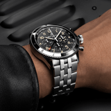 Breitling Super Avi B04 Chronograph GMT 46 P-51 Mustang Black Dial Silver Steel Strap Watch for Men - AB04453A1B1A1