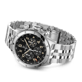 Breitling Super Avi B04 Chronograph GMT 46 P-51 Mustang Black Dial Silver Steel Strap Watch for Men - AB04453A1B1A1