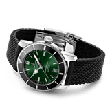 Breitling Superocean Heritage B20 Automatic 42 Green Dial Black Mesh Bracelet Watch for Women - AB2010121L1S1