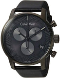 Calvin Klein City Chronograph Grey Dial Black Leather Strap Watch for Men - K2G177C3