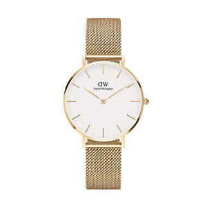 Daniel Wellington Classic Petite Evergold White Dial Gold Mesh Bracelet Watch For Women - DW00100350