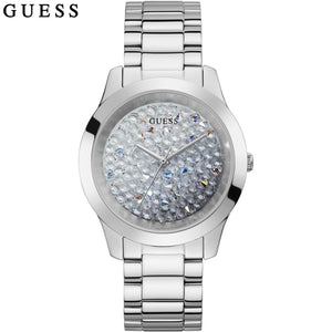 Guess Crush Silver Dial Silver Steel Strap Watch For Women - GW0020L1