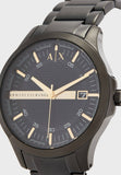 Armani Exchange Hampton Chronograph Black Dial Black Steel Strap Watch For Men - AX2150