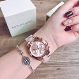 Michael Kors Bradshaw Rose Gold Dial Two Tone Steel Strap Watch for Women - MK6066