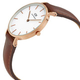 Daniel Wellington Petite St Mawes White Dial Brown Leather Strap Watch For Women - DW00100175