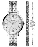 Fossil Jacqueline White Dial Silver Steel Strap Watch for Women - ES3698