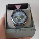 Guess Odyssey Blue Dial Grey Rubber Strap Watch For Men - W1108G6