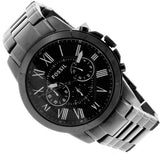 Fossil Grant Chronograph Black Dial Black Steel Strap Watch for Men - FS4832