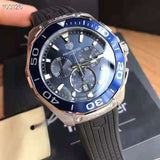 Tag Heuer Aquaracer Chronograph Jam Tangan Tali Karet Hitam Dial Biru untuk Pria - CAY111B.FT6041