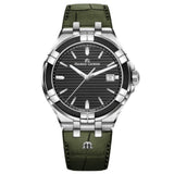 Maurice Lacroix Aikon Quartz Black Dial Green Crocodile Leather Strap Watch for Men - AI1008-PVB21-330-1