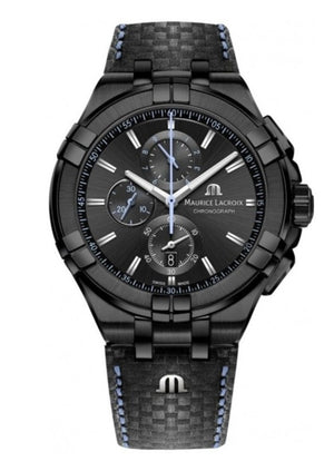 Maurice Lacroix Aikon Chronograph Limited Edition Black Dial Black Leather Strap Watch for Men - AI1018-PVB01-337-1