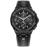 Maurice Lacroix Aikon Chronograph Limited Edition Black Dial Black Leather Strap Watch for Men - AI1018-PVB01-337-1