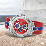 Maurice Lacroix Aikon Beach Volley Vikings Limited Edition Red Dial Red Rubber Strap Watch for Men - AI1018-SS001-530-6