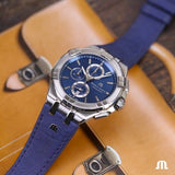 Maurice Lacroix Aikon Chronograph Blue Dial Blue Leather Strap Watch for Men - AI1018-SS001-430-1