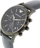 Emporio Armani Renato Chronograph Quartz Blue Dial Blue Leather Strap Watch For Men - AR2481