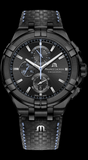 Maurice Lacroix Aikon Chronograph Limited Edition Black Dial Black Leather Strap Watch for Men - AI1018-PVB01-337-1