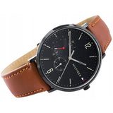 Tommy Hilfiger Brooklyn Quartz Black Dial Brown Leather Strap Watch for Men - 1791510