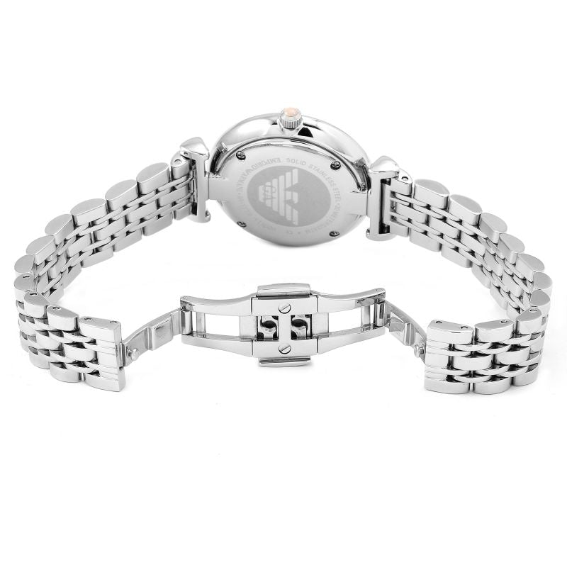 Emporio Armani Gianni T Bar Pink Mother of Pearl Dial Silver Steel ...