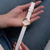 Guess Crush Crystals Gold Dial White Rubber Strap Watch for Women - W1223L3