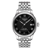Tissot Le Locle Jam Tangan Tali Baja Perak Dial Hitam Otomatis Untuk Pria - T41.1.483.53