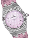Audemars Piguet Royal Oak Quartz Diamonds Pink Dial Pink Leather Strap Watch for Women - 67601ST.ZZ.D057CR.01