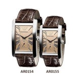 Emporio Armani Classic Beige Dial Brown Leather Strap Watch For Men - AR0154
