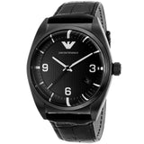 Emporio Armani Franco Black Dial Black Leather Strap Watch For Men - AR0368