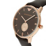 Emporio Armani Classic Brown Dial Brown Leather Strap Watch For Men - AR0383