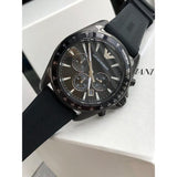Emporio Armani Giovanni Chronograph Black Dial Black Rubber Strap Watch For Men - AR11028