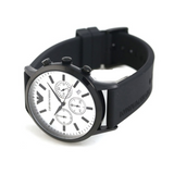 Emporio Armani Chronograph Quartz Silver Dial Black Rubber Strap Watch For Men - AR11048