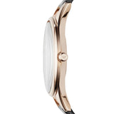 Emporio Armani Aurora Mother Of Pearl Black Dial Black Leather Strap Watch For Women - AR11056