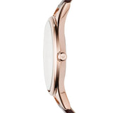 Emporio Armani Aurora Mother of Pearl White Dial Brown Leather Strap Watch For Women - AR11057