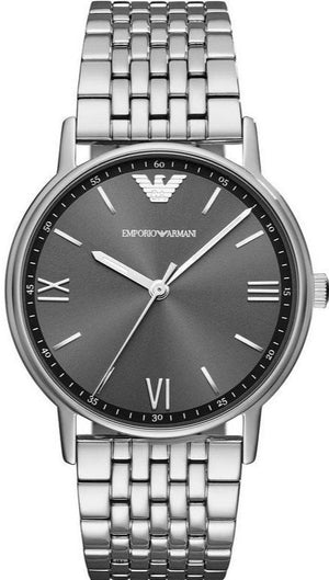 Emporio Armani Kappa Quartz Grey Dial Silver Mesh Bracelet Watch For Men - AR11068