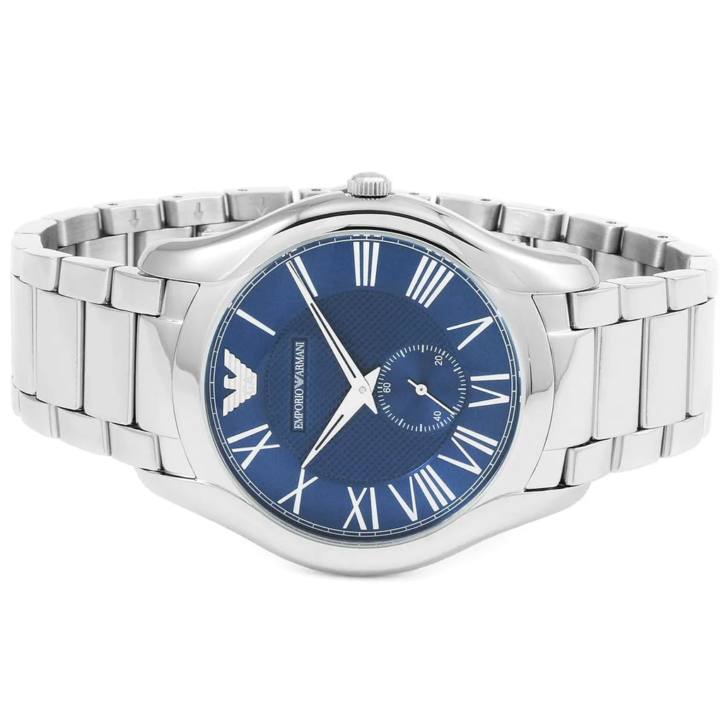 Emporio Armani Valente Quartz Blue Dial Silver Steel Strap Watch