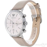 Emporio Armani Aviator Chronograph Quartz Grey Dial Beige Leather Strap Watch For Men - AR11107