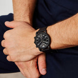 Emporio Armani Luigi Chronograph Black Dial Black Leather Strap Watch For Men - AR11133