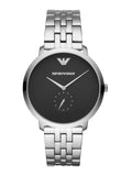 Emporio Armani Classic Quartz Black Dial Silver Steel Strap Watch For Men - AR11161