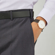 Emporio Armani Modern Slim Analog Silver Dial Brown Leather Strap Watch For Men - AR11163