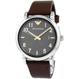 Emporio Armani Luigi Quartz Grey Dial Brown Leather Strap Watch For Men - AR11175